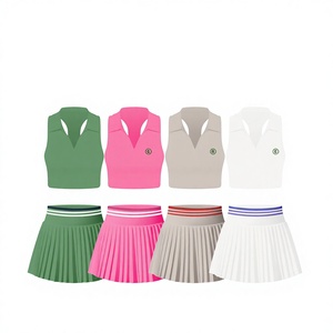 Set da Jogging Skinny con Logo personalizzato Y2K da donna con Zip e due pezzi gonna da Tennis al ginocchio abito completo completo di base - Product Image 1