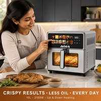 Four à friture numérique grande capacité 10L 2150W avec boîtier en acier inoxydable, chauffage supérieur et inférieur, 12 menus de cuisson prédéfinis