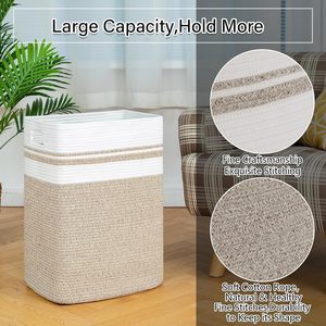 Cotton Rope Woven Laundry Basket Large Capacity <b>Rectangle</b> Storage <b>Bin</b> For Clothing Organizer Nordic Style - Product Image 5