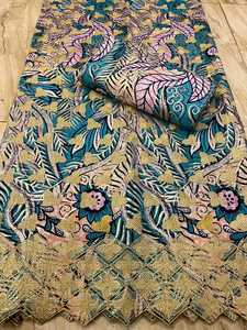 Nouveau modèle de tissu Ankara <span class=keywords><strong>en</strong></span> coton peigné brodé africain, style imprimé wax, 100 % coton, avec sequins, pour filles et garçons, poids moyen - Product Image 6