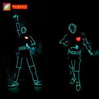 Vêtements à lumière LED pour hommes avec cœur rouge Costumes à capuche lumineux pour Halloween Costumes de danse et de spectacle de talents à la mode