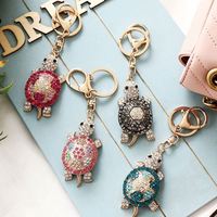 Porte-clés mignon en forme de tortue en strass, porte-clés en métal en forme de tortue de mer, accessoires pour sac, pendentif, porte-clés scintillant en forme de tortue