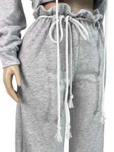 GX25072 Moda Autunno 2025 Elegante Tuta con Cappuccio Streetwear <span class=keywords><strong>Felpa</strong></span> a Maniche Lunghe <span class=keywords><strong>e</strong></span> Pantaloni <span class=keywords><strong>Cargo</strong></span> Set 2 Pezzi Donna - Product Image 6