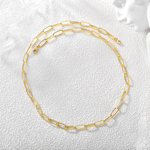 Dainty Gold Link Chain <b>Necklace</b> Trendy <b>Statement</b> Brass Jewelry Party Gift for Her - Product Image 3