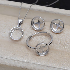 Pendientes de Plata S925 con Cuentas de Concha de Caballito, Juego de Anillos 8-9-10, Accesorios de Joyería de Perlas DIY, Bandeja 4950 - Product Image 1