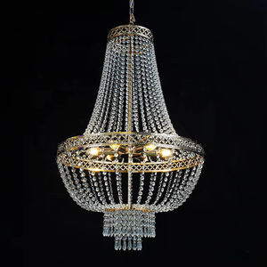 Nouvelle source de lumière LED fer métal placage cristal perle rideau lustre verre matériel mariage événement scène plafond décoration - Product Image 1