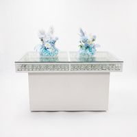 Elegante Mesa de Comedor de Acero Inoxidable para Hotel con Cristales, Mesa de Boda de Lujo en Metal, Ideal para Novios