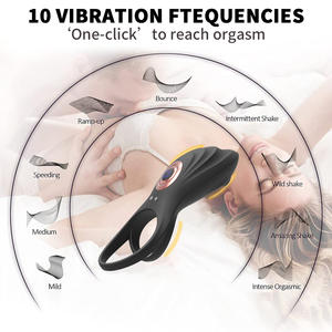 Cincin getar elektrik dengan Remote Control, cincin geser ganda, cincin getaran, 10 mode getaran, Vibrator meningkatkan ereksi - Product Image 5