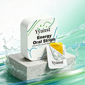 Tiras Orales Energéticas Personalizadas al por Mayor, Caja de Hojalata Blanca con Líneas Azules y Verdes, 30 Unidades, Película de Vitalidad de Disolución Rápida, Suministro a Granel - Product Image 5