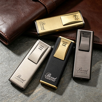 Briquet moderne BD270 à flamme rouge coupe-vent, allumage par tirage, en métal, rechargeable au butane, vente en gros