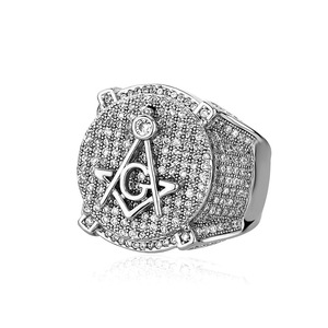 Anillos de Moda con Incrustaciones de Circonita Cúbica, Anillo Masónico, Joyería Hip Hop para Hombre, Proveedor Mayorista - Product Image 5