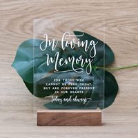 Panneau en acrylique transparent personnalisé avec support en bois - 5"x7" - Porte-panneau de table pour réceptions de mariage, événements, fêtes, cadeaux