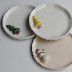 Design 3D pupazzo di neve natale <span class=keywords><strong>casa</strong></span> albero design piatto in ceramica per insalata di dessert - Product Image 2