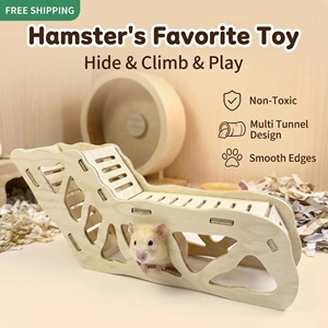 Túnel de madera para hámster, laberinto modular, refugio de madera maciza, casa de juegos para mascotas, para animales pequeños - Product Image 2