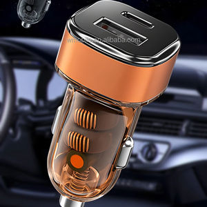 ที่ชาร์จไฟในรถแบบ USB สองช่องชาร์จไฟในรถทำจากอะลูมิเนียมโปร่งใสมองเห็นได้ชัดเจนมี Pd30w สำหรับ <span class=keywords><strong>iPhone</strong></span> - Product Image 2