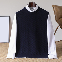 Vente en gros OEM & ODM – Gilet en laine tricoté à col rond pour homme, en laine de Mongolie intérieure, couleur unie, sans manches – Vente directe usine