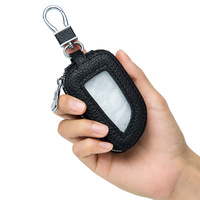 Porte-clés de voiture avec fenêtre transparente et fermeture éclair, en cuir PU Litchi, étui de protection pour télécommande de voiture, porte-clés robuste en métal