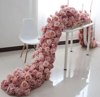 Guirlande de fleurs artificielles O-R001 pour mariage, rangée de fleurs en soie blanches et roses, centres de table, chemins de table pour arche de mariage