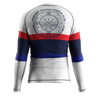 T-shirt de compression homme UPF50+ pour kayak de mer, manches raglan longues, coloris drapeau américain, séchage rapide, coutures plates