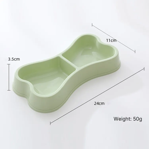 Tidak beracun dipersonalisasi daur ulang anjing murah tebal batang lucu berbentuk tulang hewan peliharaan makanan air plastik mangkuk dangkal hijau - Product Image 2