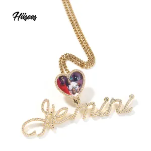 Hip hop Ice out non tarnishing jewelry personalized diamond name pendant frame necklace with photo jewellery