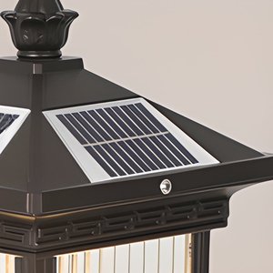 Lámpara Solar de Pilar de Aluminio y Vidrio, Impermeable IP65, para Jardín, Puerta, Valla, Estilo Chino Retro Antiguo, Iluminación de Paisaje - Product Image 6