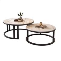 Mesa de Centro Redonda de Mármol, Diseño Moderno y Minimalista de Lujo Ligero para Sala de Estar y Apartamentos Pequeños, Modelo 250627
