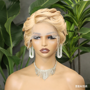 FH 13x1 Lace Front Pixie Human Hair <b>Wig</b> French Curls <b>Short</b> <b>Wig</b> Human Hair - Product Image 3