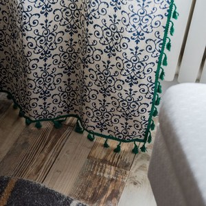 Cortina de lino y algodón con estampado de porcelana azul y blanca, borlas, cenefa de cocina de estilo chino, cortinas semisombreadas para el hogar - Product Image 5