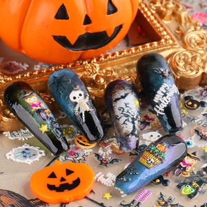 Calcomanías y Adhesivos de <span class=keywords><strong>Uñas</strong></span> 5D de Halloween 2026, Diseño de Calavera y Calabaza, Gel Brillante, Plástico Premium, DIY, <span class=keywords><strong>Sanrio</strong></span>, Cosplay - Product Image 1