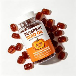Complément alimentaire en gommes aux graines de citrouille 4000 mg par portion (extrait 20:1), favorise la santé de la prostate et des cheveux, sans sucre, saveur orange naturelle - Product Image 1