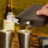 Ensemble de flacons personnalisés avec gobelet doseur et entonnoir, 8 oz, en acier inoxydable gravé sur mesure, avec étui en cuir, coffret cadeau pour hommes et maris