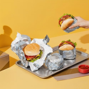 Papel de Aluminio Laminado para Envolver Burritos y Hamburguesas, Personalizado de Fábrica, Láminas de Papel Aislante para Envolver Sándwiches - Product Image 1