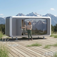 Maisonnette préfabriquée moderne en acier de style Apple sur roues, entièrement équipée, bureau mobile, pod de jardin, studio de jardin