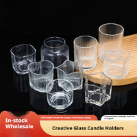 Vase à bougie en verre transparent multi-formes sans PFAS et sans plomb, pot à bougie en verre côtelé vide pour la fabrication de bougies d'aromathérapie DIY