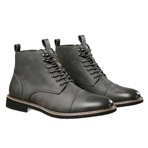 Botas de Hombre de Cuero Genuino con Cordones, Punta Redonda, Suela de Goma Antideslizante, Zapatos de Vestir, Envío Directo - Product Image 3