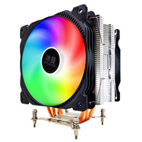Refroidisseur de processeur SNOWMAN 4 Heat Pipes RGB 120mm PWM 4pin PC silencieux pour processeurs Intel 1155/1366, ventilateurs de processeur 6 Heatpipe Cooler Noir 3W