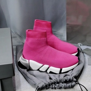 Nouvelles Baskets Montantes Décontractées en Tricot Noir et Blanc 2026, à Enfiler, avec Semelle Épaisse et Massif - Product Image 2