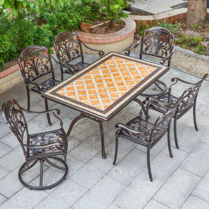 Modern Cast Aluminum Set Garden Outdoor Furniture Korean <b>Bbq</b> <b>Tables</b> for Restaurant 8 Chairs GC-CZ-JXRYSH200-100CK Garden Furnitu - Product Image 6