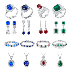 Precio de fábrica, joyería de moda de piedras preciosas cultivadas <span class=keywords><strong>en</strong></span> laboratorio para mujer, Esmeralda, zafiro, rubí, compromiso, anillos de boda, fiestas, aniversarios - Product Image 6