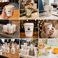 Gobelet à café compostable à triple paroi avec fond gaufré pour festivals et événements en plein air, certifié BPI compostable, OEM