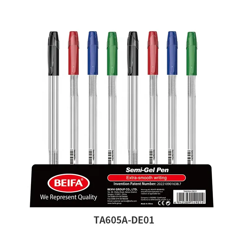 BEIFA TA605A 0.5 मिमी एसटी टिप प्रेस प्रकार चिकनी लेखन वर्दी निर्वहन त्वरित सुखाने फैक्टरी मूल्य अनुकूलन अर्ध जेल पेन