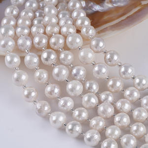 Natural White 18cm9-10mm Freshwater Pearl DIY <b>Bracelet</b> Accessory Edison Round <b>Bead</b> with Through Hole - Product Image 4