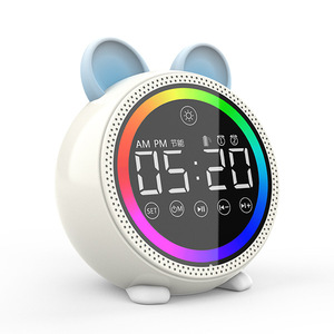 Phim hoạt hình nhỏ dễ thương phòng ngủ phòng khách cạnh giường ngủ bàn Bàn LED đầy màu sắc ánh sáng đèn âm nhạc Bluetooth Loa kỹ thuật số Đồng hồ báo thức - Product Image 1