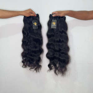 Extensiones de Cabello Humano Ondulado Natural Indio, Cabello Virgen Liso y Rizado de Templo, Extensiones de Cabello Rizado Brasileño con Cierre - Product Image 1