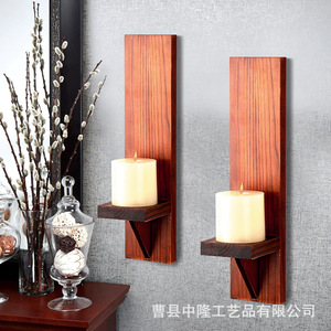 <b>Wall</b> <b>Mounted</b> Wooden Candle Holder <b>Shelf</b> Rectangle Decorative For Bedroom Living Room - Product Image 1