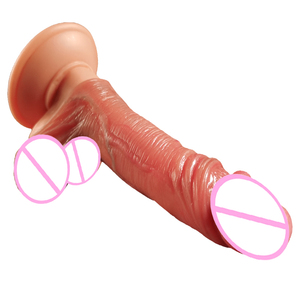 Dildo realista de silicona líquida de doble capa gruesa para masturbación femenina, suave, con inserción a 45 grados, diseño de ventosa de mano, anal. - Product Image 5