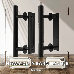 12 Inch Heavy Duty Modern Iron Sliding Barn <b>Door</b> Hardware Set with <b>Flush</b> Pull Design for Bedroom <b>Door</b> - Product Image 2