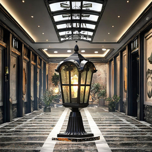 Lámpara de Poste LED Eléctrica de Aluminio con Ahorro de Energía IP65, Luces de Jardín para Exteriores, Lámpara de Estilo Romano para Puerta - Product Image 6