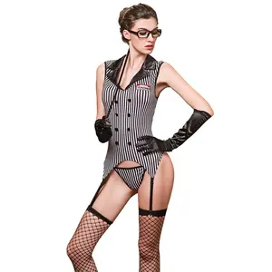 Best selling sexy professor cosplay traje sexy top e conjuntos de liga lingerie